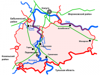 Калуга–Перемышль (схема течения Оки и транспортных артерий)